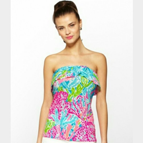 Lilly Pulitzer Wiley Tube Top Lets Cha Cha Neon | S - Picture 7 of 7